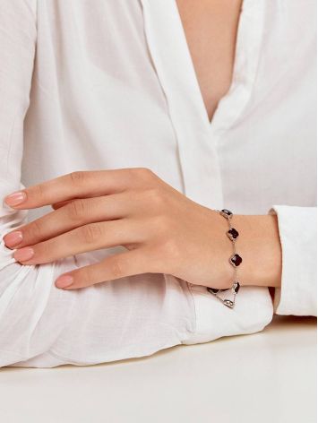 Stylish Silver Amber Chain Bracelet The Monaco, Length: 17, image , picture 4