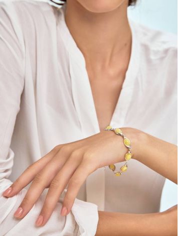 Honey Amber Silver Link Bracelet, image , picture 4