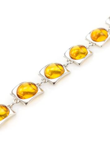 Silver Link Bracelet With Cognac Amber The Saturn, image , picture 2