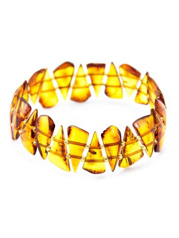 Cognac Amber Flat Beaded Bracelet, image , picture 2