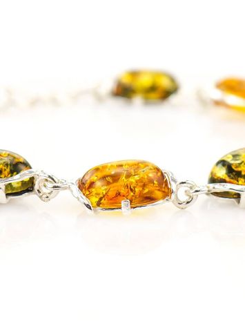 Multicolor Amber Link Bracelet In Sterling Silver The Vivaldi, image , picture 3