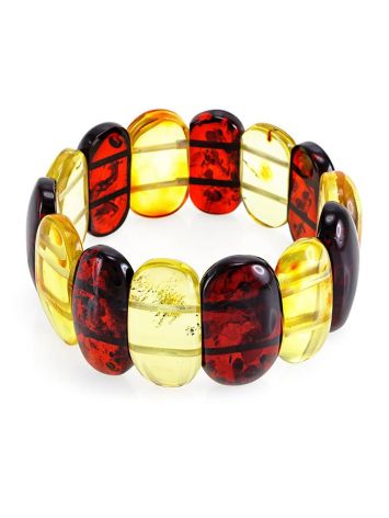 Two Toned Amber Flat Beaded Stretch Bracelet, image , picture 3