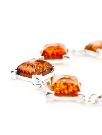 Cognac Amber Link Bracelet In Sterling Silver The Athena, image , picture 2