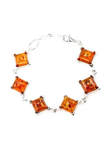 Cognac Amber Link Bracelet In Sterling Silver The Athena, image , picture 3