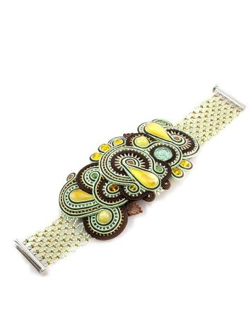 Braided Leather Cuff Bracelet With Amber And Crystals The India, image , picture 5