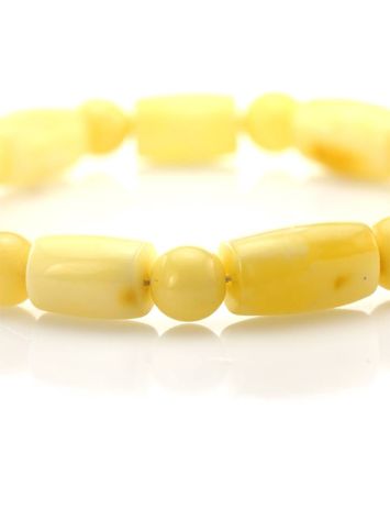 White Amber Beaded Stretch Bracelet, image , picture 2