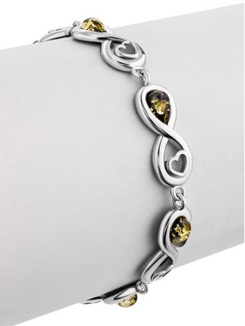 Green Amber Link Bracelet In Sterling Silver The Amour, image , picture 3