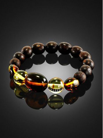 Ethnic Style Black Amber Beaded Bracelet The Cuba, Length: 17, image , picture 2