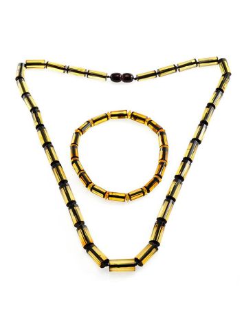 Cognac Amber Beaded Bracelet, Length: 16, image , picture 4