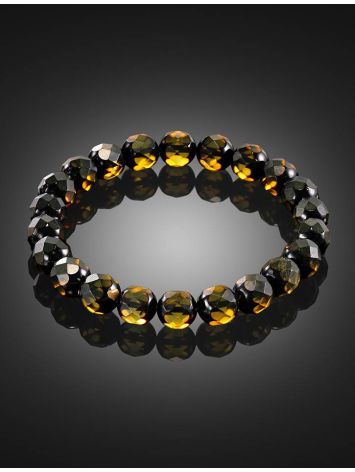 Faceted Green Amber Beaded Bracelet, Length: 17, image , picture 2