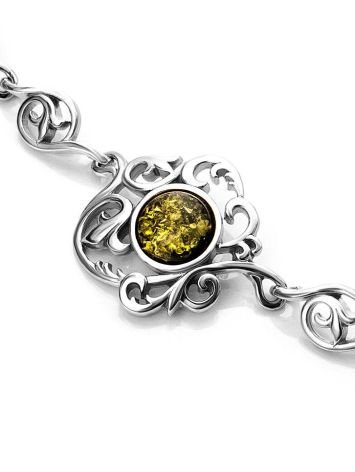 Fabulous Silver Link Bracelet With Green Amber The Tivoli, image , picture 3