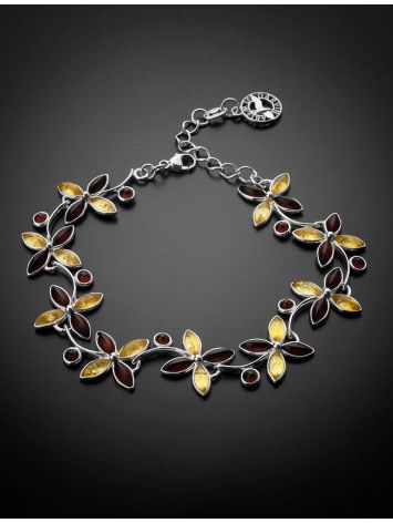 Refined Milticolor Amber Link Bracelet In Sterling Silver The Verbena, image , picture 2