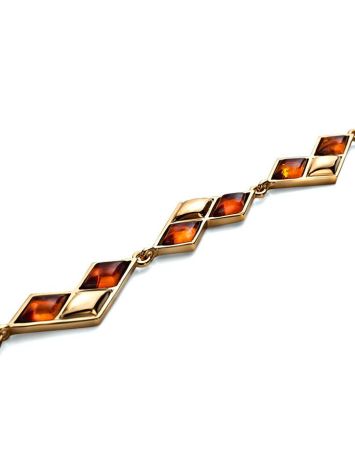 Gold Plated Link Bracelet With Cognac Amber The Colombina, image , picture 3