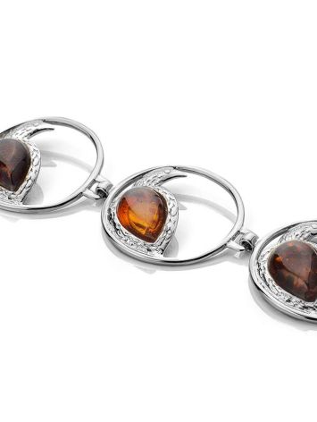 Impressive Cognac Amber Link Bracelet In Sterling Silver The Eagles, image , picture 3