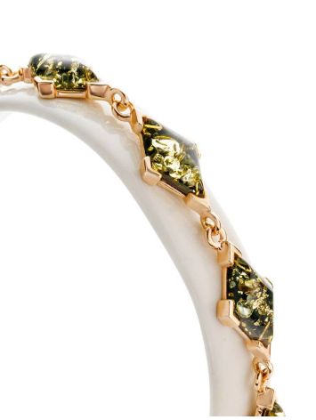 Golden Link Bracelet With Green Amber The Colombina, image , picture 3