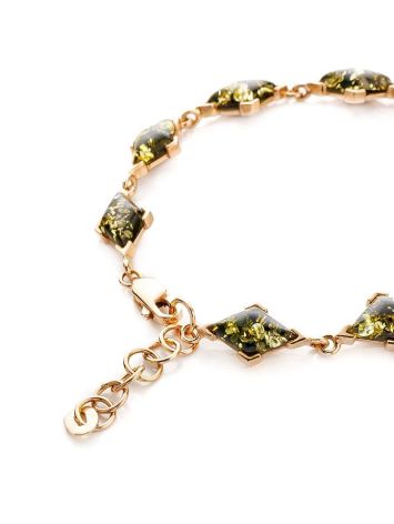 Golden Link Bracelet With Green Amber The Colombina, image , picture 4