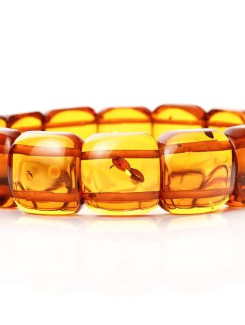 Cognac Amber Flat Beaded Stretch Bracelet, image , picture 3
