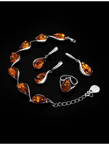 Bright Silver Link Bracelet With Cognac Amber The Gioconda, image , picture 4