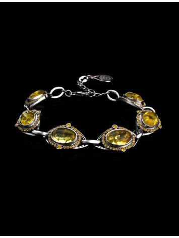Link Amber Bracelet In Sterling Silver With Crystals The Raphael, image , picture 3