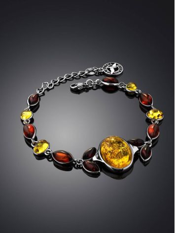Multicolor Amber Link Bracelet In Silver The Verbena, image , picture 2