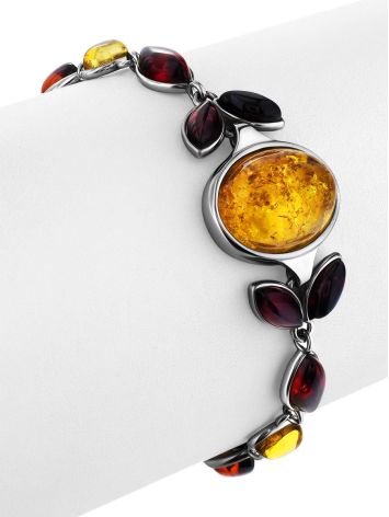 Multicolor Amber Link Bracelet In Silver The Verbena, image , picture 3