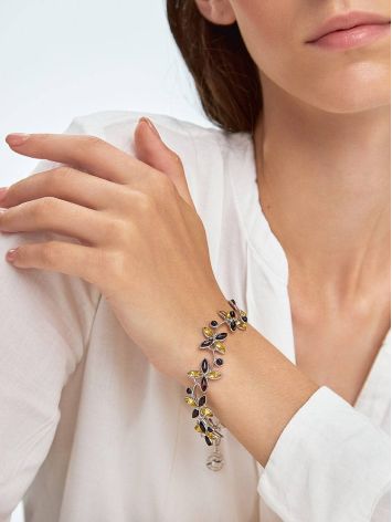 Refined Milticolor Amber Link Bracelet In Sterling Silver The Verbena, image , picture 3