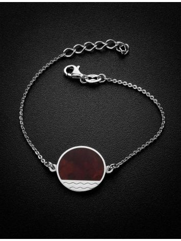 Sterling Silver Bracelet With Cherry Amber Stone The Monaco, image , picture 2