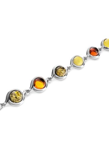 Silver Link Bracelet With Multicolor Amber The Berry, image , picture 3
