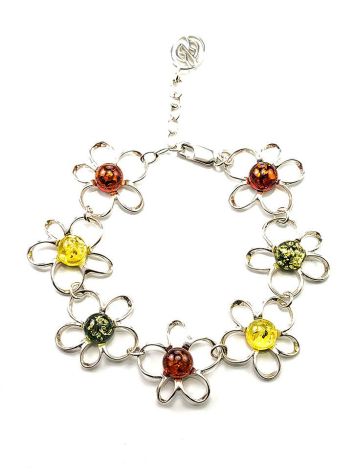 Multicolor Amber Bracelet In Sterling Silver The Daisy, image , picture 4