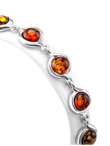 Silver Link Bracelet With Cognac Amber The Berry, image , picture 4
