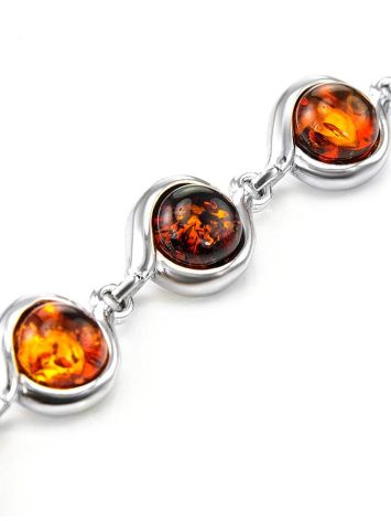 Silver Link Bracelet With Cognac Amber The Berry, image , picture 5