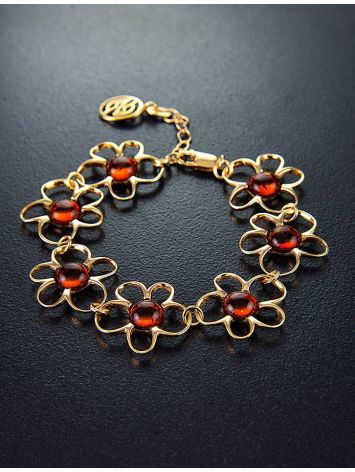 Link Amber Bracelet In Gold Plated Silver The Daisy, image , picture 2