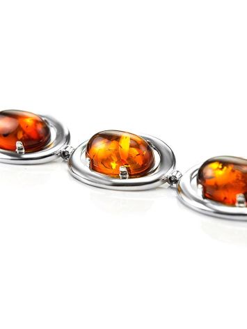 Sterling Silver link Bracelet With Cognac Amber The Sonnet, image , picture 2