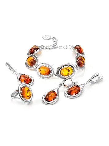 Sterling Silver link Bracelet With Cognac Amber The Sonnet, image , picture 3