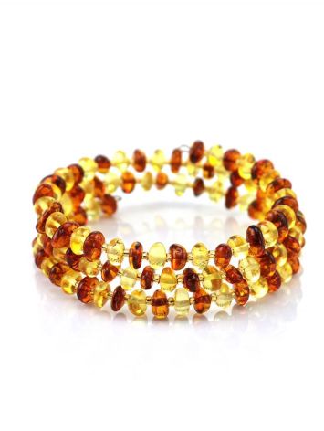 Natural Amber And Glass Beads Bangle Bracelet, image , picture 3