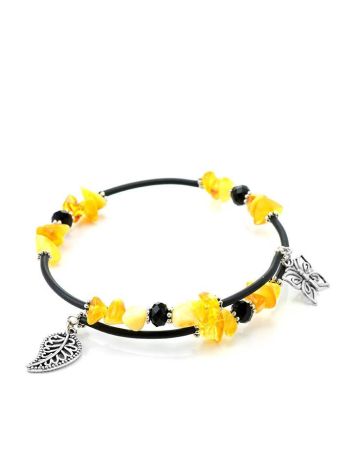 Designer Honey Amber Bangle Bracelet With Dangles, image , picture 4