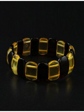 Two-Toned Amber Flat Beaded Stretch Bracelet, image , picture 3