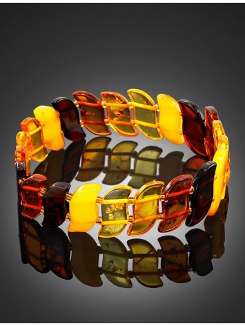 Multicolor Amber Flat Beaded Bracelet, image , picture 2