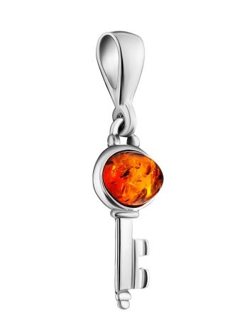 Cute Silver Amber Key Pendant, image , picture 3