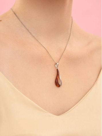 Bright Cherry Amber Pendant In Silver The Sunrise, image , picture 5