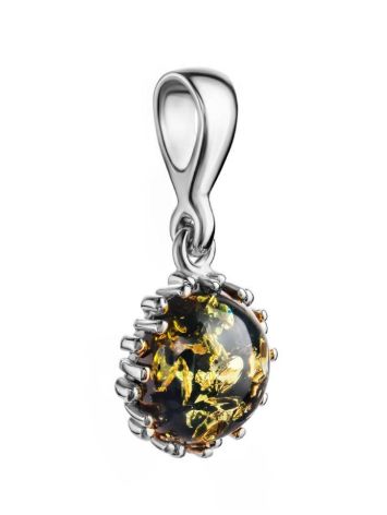 Round Silver Pendant With Green Amber The Brunia, image , picture 3