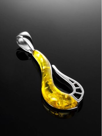 Stylish Silver Amber Pendant The Sunrise, image , picture 2