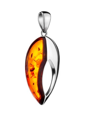 Silver Pendant With Cognac Amber The Sunrise, image , picture 4
