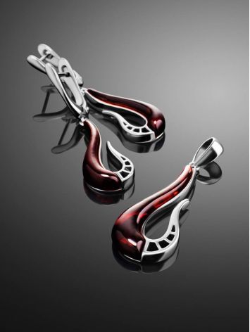 Bright Cherry Amber Pendant In Silver The Sunrise, image , picture 4