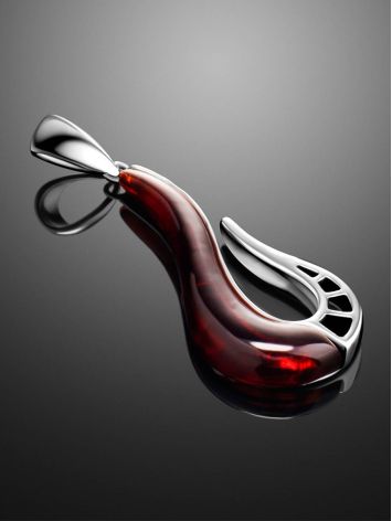 Bright Cherry Amber Pendant In Silver The Sunrise, image , picture 2