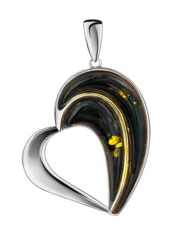 Heart Shaped Silver Amber Pendant The Sunrise, image , picture 3