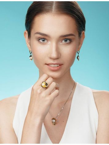 Refined Gold-Plated Pendant With Cultured Pearl The Turandot, image , picture 3