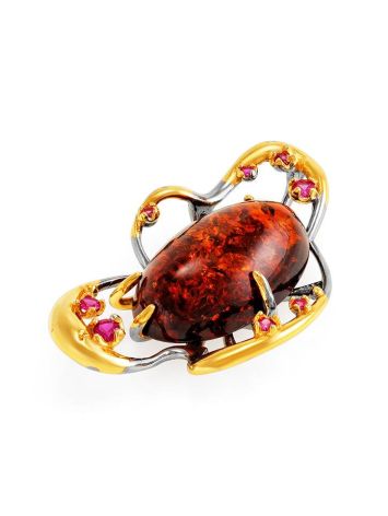 Gold-Plated Pendant With Cognac Amber and Crystals The Pompadour, image , picture 3