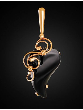 Black Synthetic Onyx Pendant In Gold The Serenade, image , picture 2