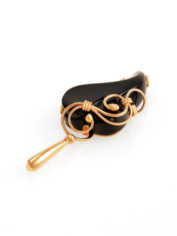 Black Synthetic Onyx Pendant In Gold The Serenade, image , picture 3